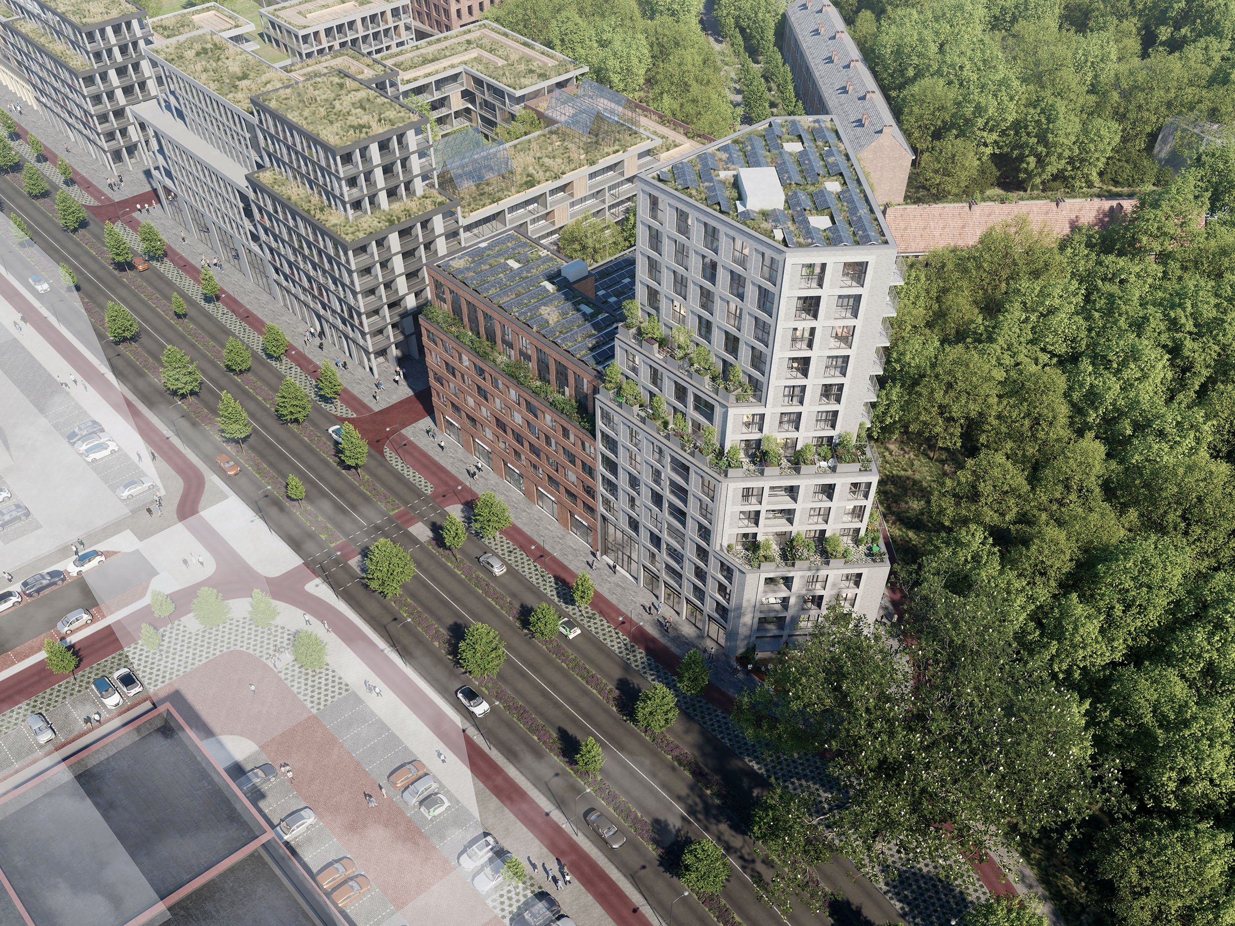 Artist Impression bovenaanzicht project IVY aan de Klimopweg in Amsterdam